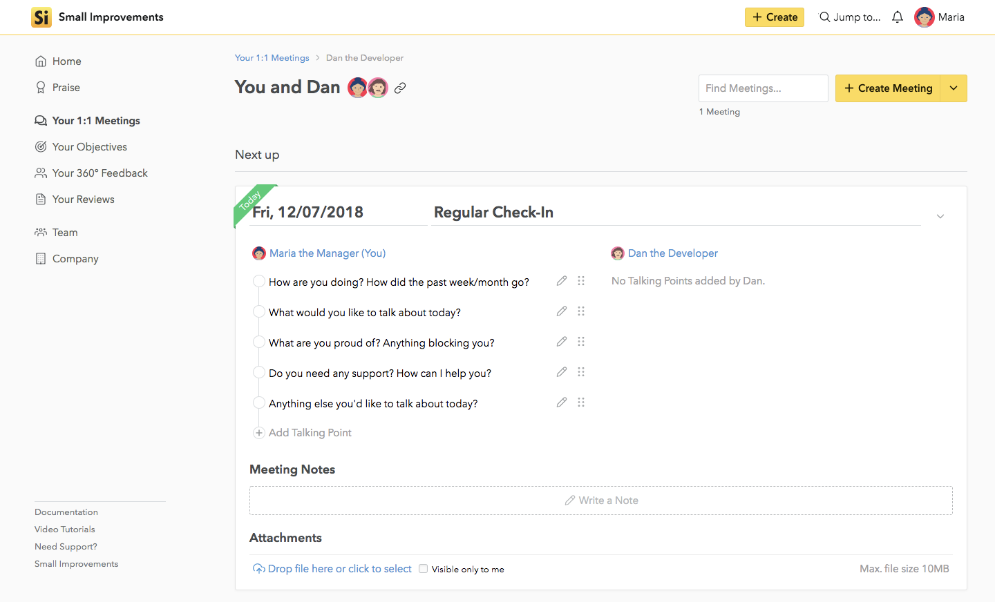 1 1 Meeting Templates Guide Your Team To Better Conversations